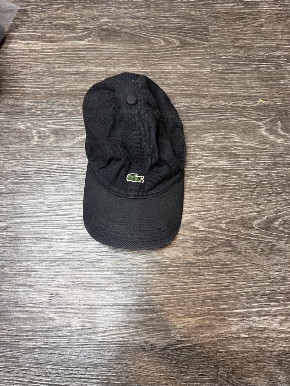 Lacoste Black Cap with Green Croc Logo